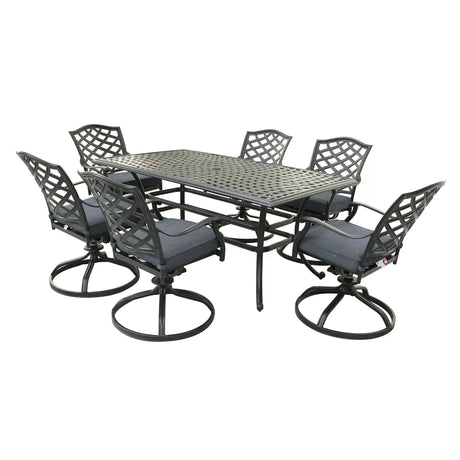 Rectangular Aluminum Dining Set With Cushions - Furniture Home Direct