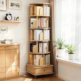 Rotating Bookshelf With Wheels And Drawer, 360° Spinning Design, Space Saving Storage - Furniture Home Direct