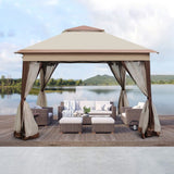 Outdoor Pop Up Gazebo Canopy With 2 Tier Soft Top And Removable Zipper Netting - Furniture Home Direct
