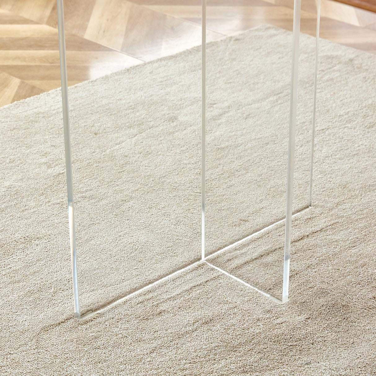 Dining Table With Wooden Top And Clear Acrylic Legs Natural - Furniture Home Direct