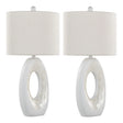 Pearl - Contemporary Table Lamp (Set of 2) - Matte White / Natural Shell - Furniture Home Direct