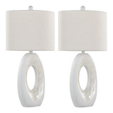 Pearl - Contemporary Table Lamp (Set of 2) - Matte White / Natural Shell - Furniture Home Direct