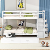 Bunk Bed With Twin Size Trundle And Staircase - Furniture Home Direct