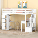 Loft Bed With Storage Drawers, Desk And Stairs With Shelves - Furniture Home Direct