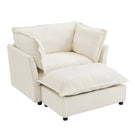 Modern Cozy Upholstered Armchair Sofa With Movable Ottoman - Furniture Home Direct