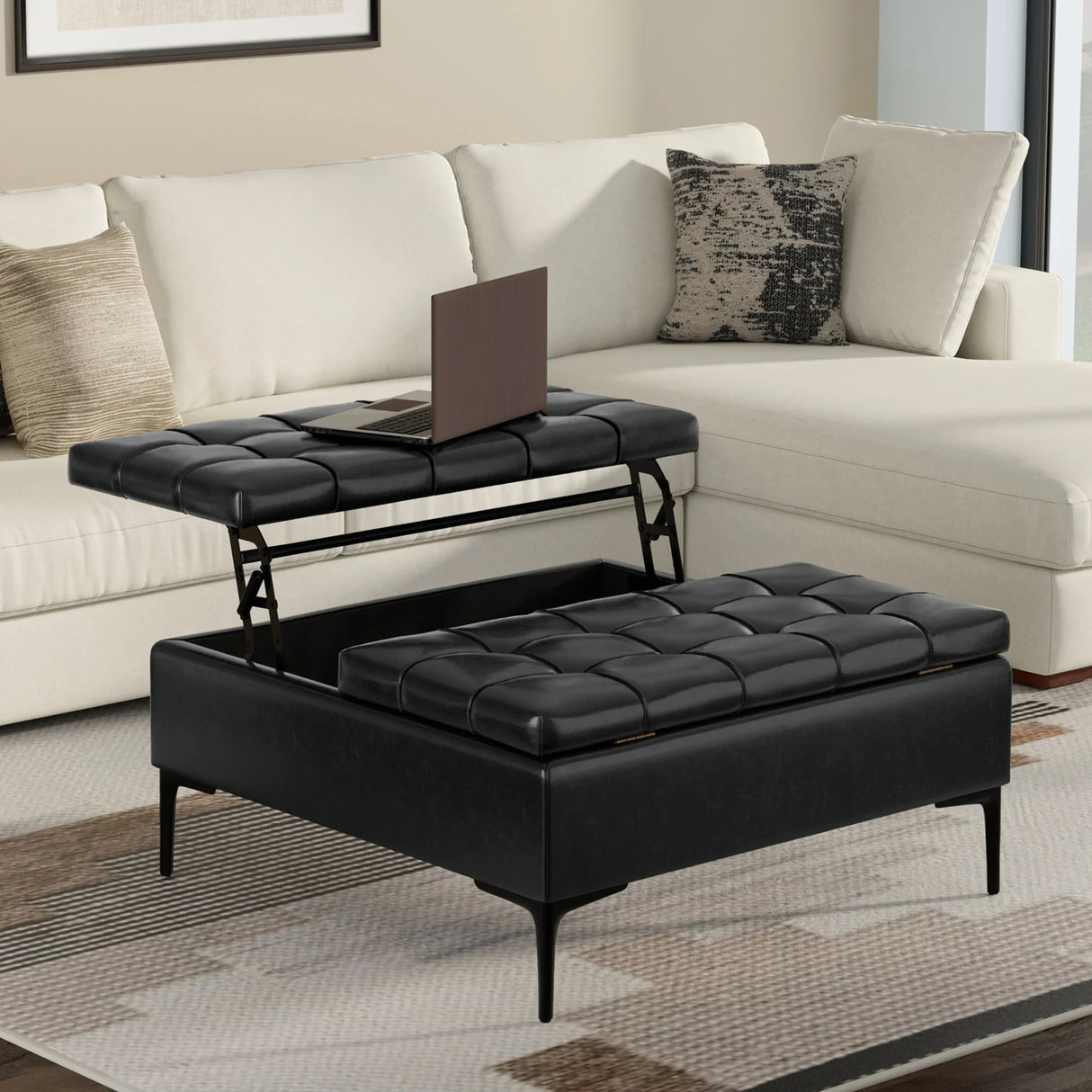 Laura - Lift Top Storage Ottoman - Furniture Home Direct