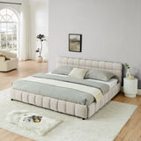 Modern Platform Bed Frame With Thick Chenille Fabric - Furniture Home Direct