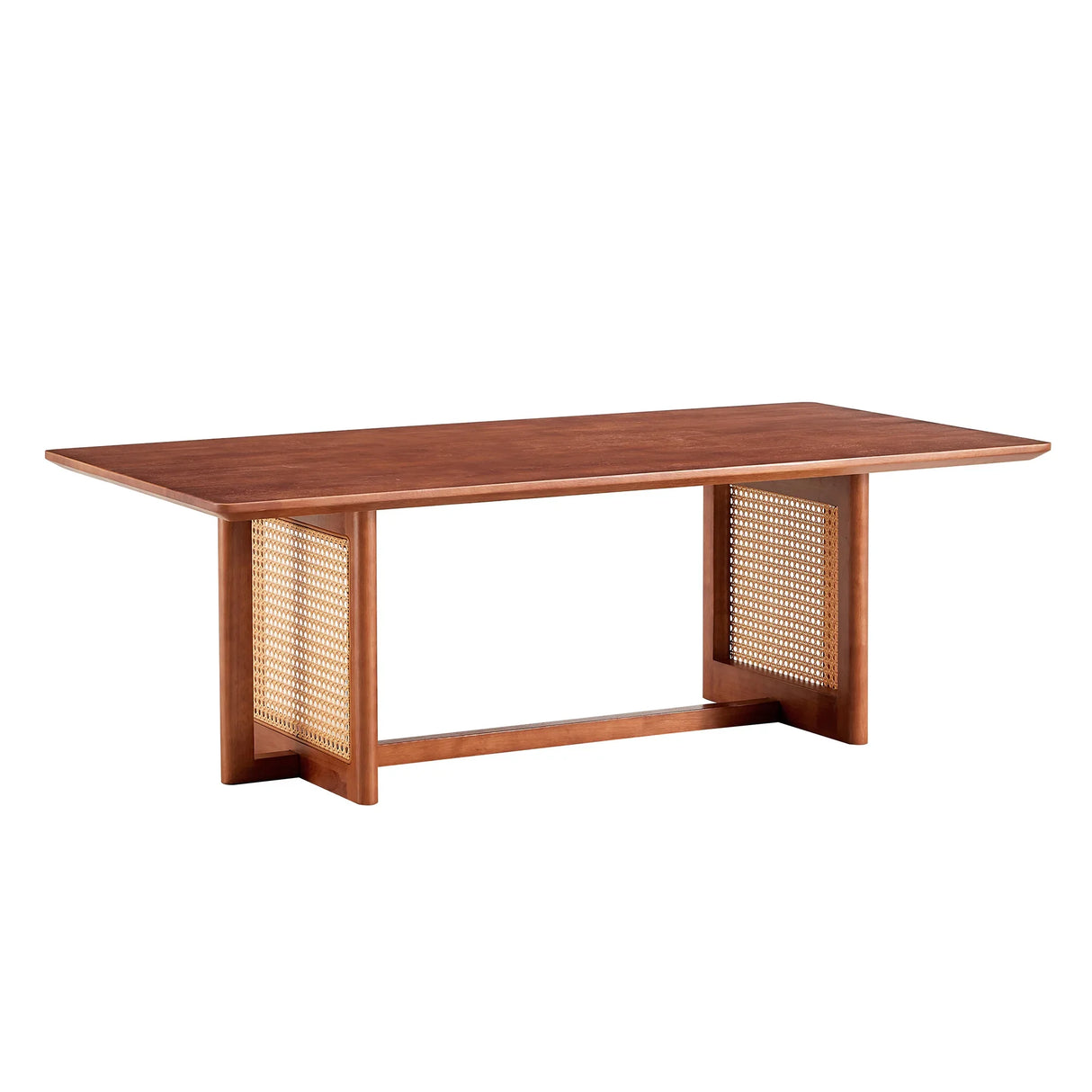Coffee Table Solid Wood With Rattan Panel Sides Walnut - Furniture Home Direct