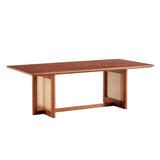 Coffee Table Solid Wood With Rattan Panel Sides Walnut - Furniture Home Direct