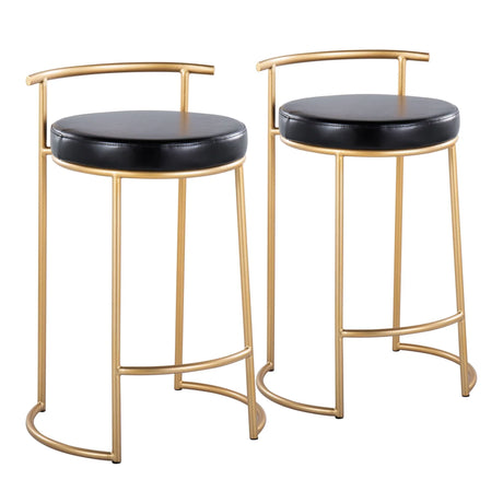 Fuji - Round Contemporary Fixed Height Counter Stool (Set of 2) - Furniture Home Direct