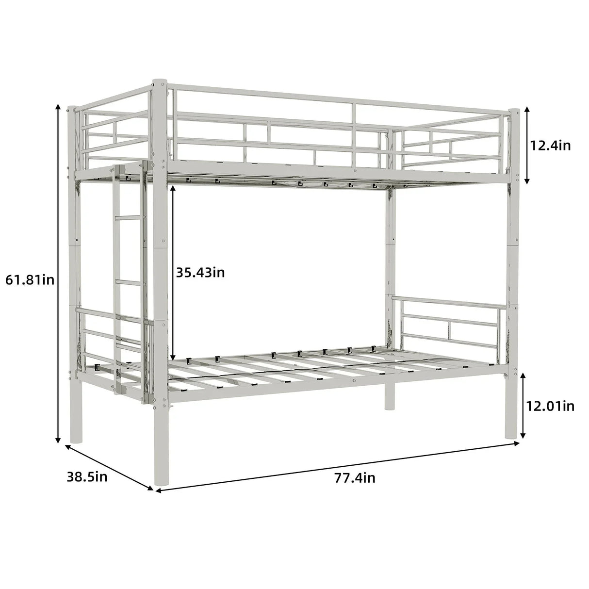 Metal Bunk Bed For Kids, Convertible Bedframe With Ladders & Guardrail - Furniture Home Direct
