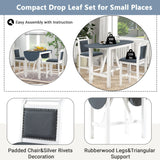 Dining Set Drop Leaf Counter Height With 2 Chairs White Gray - Furniture Home Direct