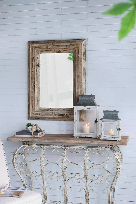 Wooden Candle Lantern Decorative, Hurricane Lantern Holder Decor For Indoor Outdoor, Home Garden Wedding - White - Furniture Home Direct