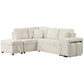 Convertible Sleeper, Sectional Pull Out Sofa Bed With Storage Ottoman, 2 Throw Pillows, 2 Stools, Wireless Charger And Two Hidden USB Ports For Living Room - Furniture Home Direct