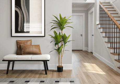 51" Tall, Artificial Plant, Dracaena Tree, Indoor, Faux, Fake, Floor, Greenery, Potted, Real Touch, Decorative - Green / Black - Furniture Home Direct