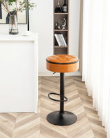 Bar Stool Round Tufted PU Leather Adjustable Height Brown - Furniture Home Direct