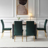 5 Pieces Dining Set Including Velvet High Back Golden Color Legs Nordic Dining Chair & Creative Design Dining Table - Furniture Home Direct