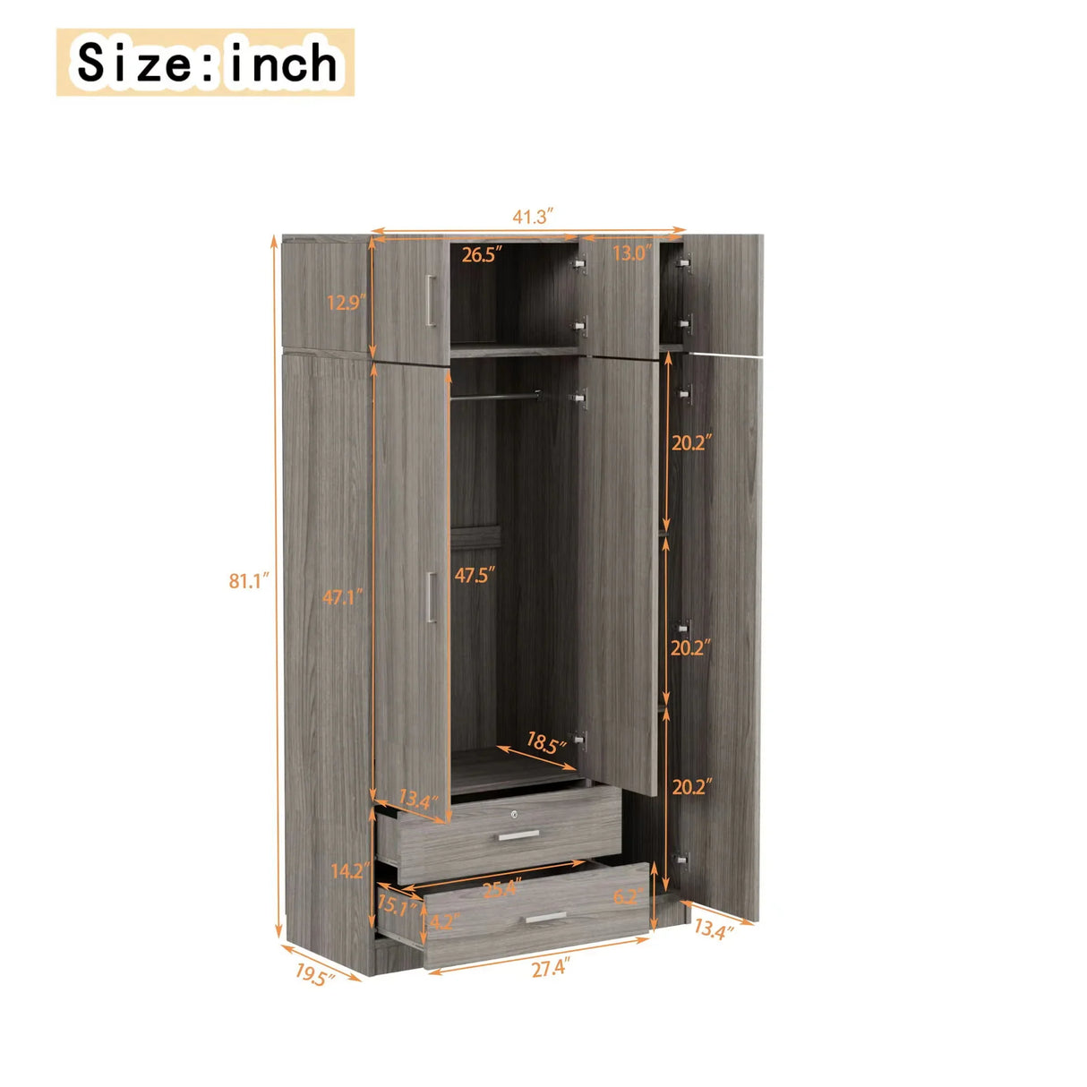Modern 3 Door Mirror Wardrobe With 2 Drawers And Top Cabinet - Furniture Home Direct
