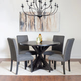 Dining Set Round Table With Upholstered Chairs Black - Furniture Home Direct