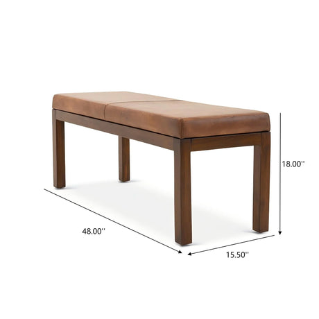 Austin - Antique Leather Bench With Lines - Antique Brown / Brown / Rustic / Tan - Furniture Home Direct