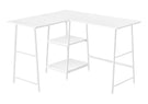 Computer Desk, Home Office, Corner, Storage Shelves, L Shape, Work, Laptop, Contemporary, Modern - White Base - Furniture Home Direct