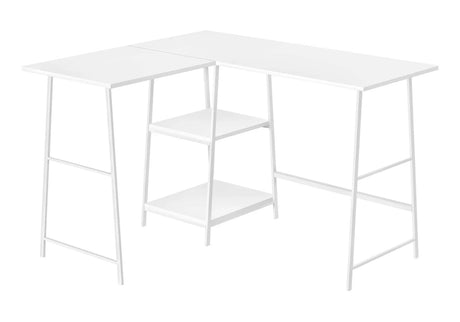 Computer Desk, Home Office, Corner, Storage Shelves, L Shape, Work, Laptop, Contemporary, Modern - White Base - Furniture Home Direct