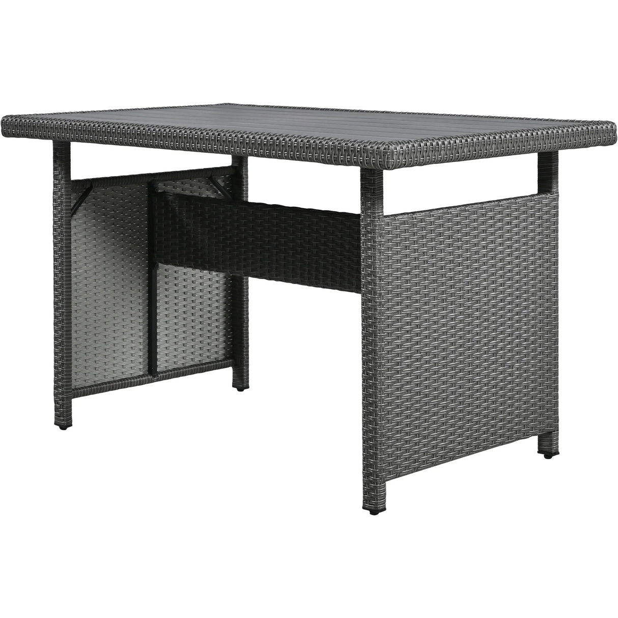 Outdoor Sectional With Side Tables, Tables and Sitting Ottoman- Gray - Furniture Home Direct