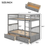Twin Over Twin Bunk Bed With Drawers, Convertible Beds - Furniture Home Direct