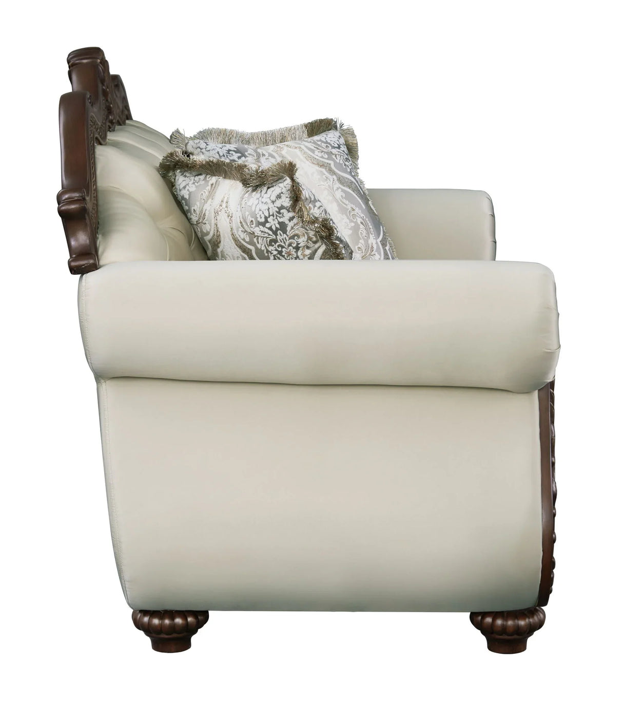 Pierce - Loveseat With 3 Pillows - Beige / Cherry - Furniture Home Direct
