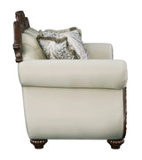 Pierce - Loveseat With 3 Pillows - Beige / Cherry - Furniture Home Direct