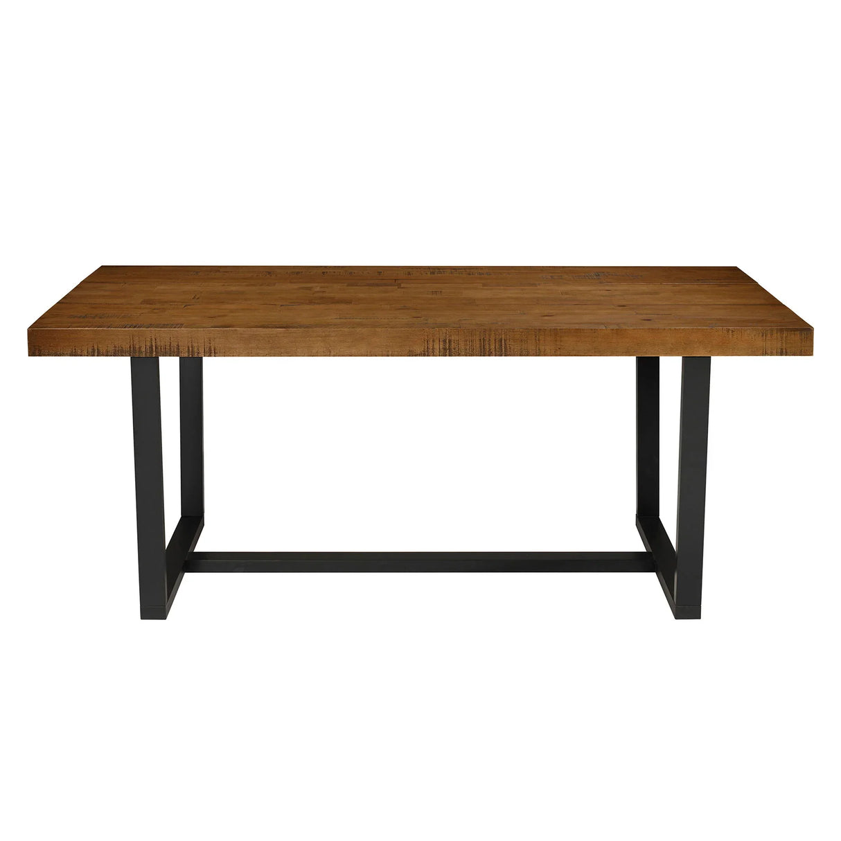 Modern Distressed Solid Wood And Metal Open Frame Dining Table - Furniture Home Direct