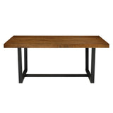 Modern Distressed Solid Wood And Metal Open Frame Dining Table - Furniture Home Direct