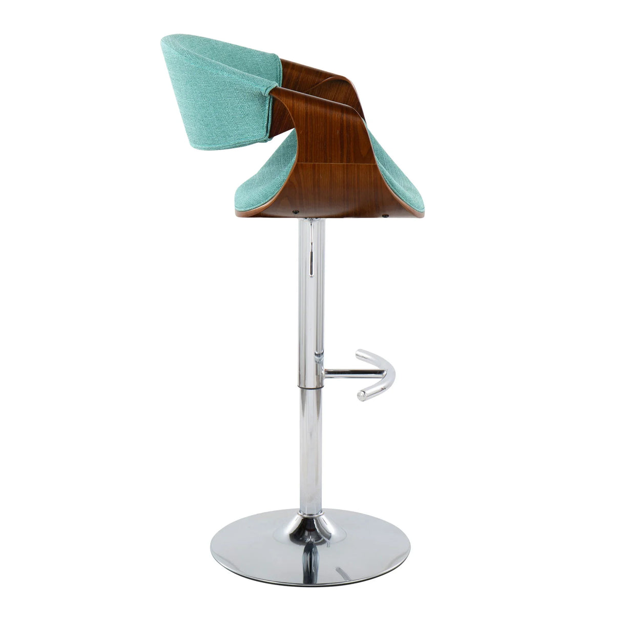 Curvo - Mid Century Modern Adjustable Barstool With Swivel With Rounded T Footrest (Set of 2) - Furniture Home Direct