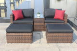 5 Piece Wicker Patio Set With Cushions - Furniture Home Direct