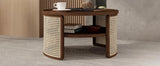 2-Tiered Round Walnut Wood Coffee Table - Furniture Home Direct
