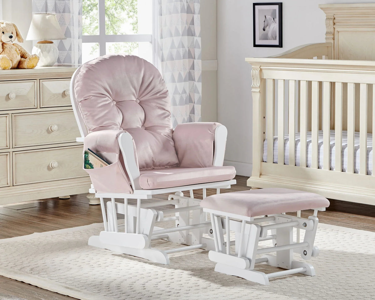 Mason - Glider And Ottoman White Wood - Furniture Home Direct