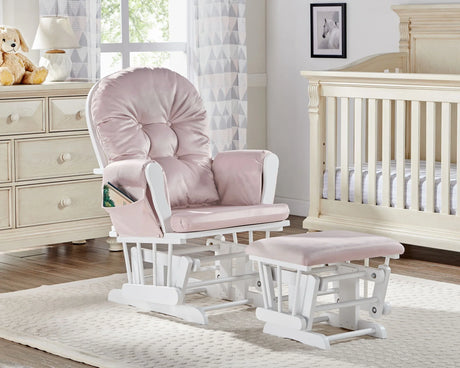 Mason - Glider And Ottoman White Wood - Furniture Home Direct
