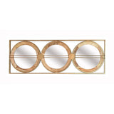 3 Mirror Piece Wall Mirror InRectangular Frame, Home Wall Decor For Bedroom Living Room - Brown - Furniture Home Direct