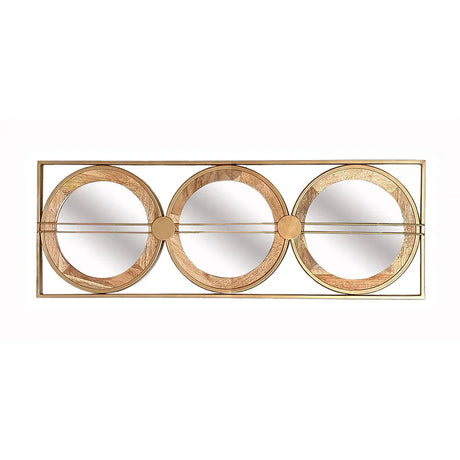 3 Mirror Piece Wall Mirror InRectangular Frame, Home Wall Decor For Bedroom Living Room - Brown - Furniture Home Direct