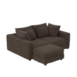 Deep Seat Convertible Sofa With Soft Pillows And Ottomans - Furniture Home Direct