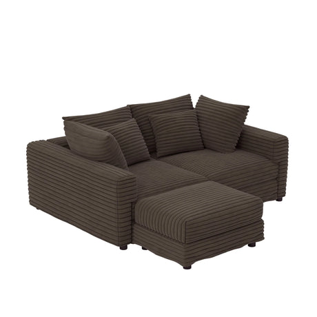Deep Seat Convertible Sofa With Soft Pillows And Ottomans - Furniture Home Direct