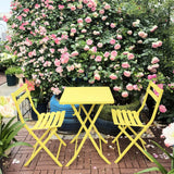 3 Piece Patio Bistro Set Of Foldable Square Table And Chairs - Furniture Home Direct