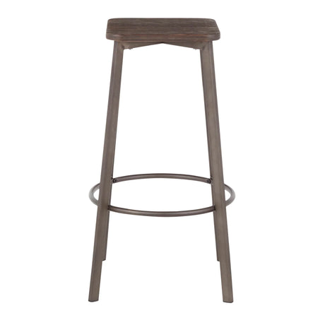 Clara - Industrial Square Barstool (Set of 2) - Espresso - Furniture Home Direct