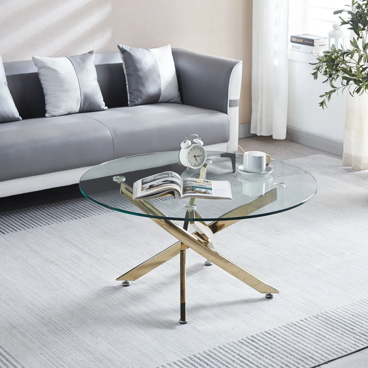 Modern Round Tempered Glass Table With Chrome Legs - Furniture Home Direct