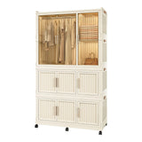 Portable Wardrobe Closet Storage Organizer With 9 Magnetic Doors - Cream White - Furniture Home Direct