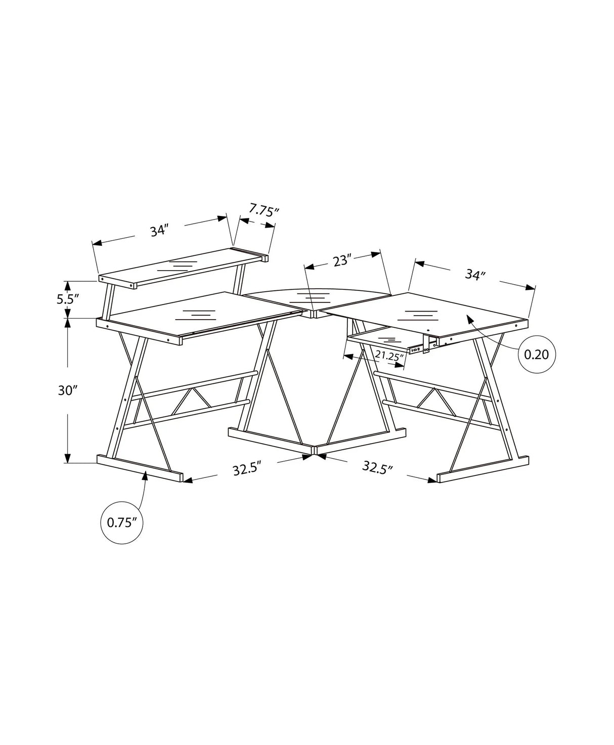 Computer Desk, Home Office, Corner, L Shape, Laptop, Durable Construction - Furniture Home Direct