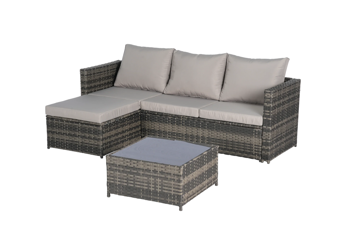 2 Piece Wicker Patio Sectional with Ottoman - Furniture Home Direct