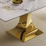 Modern Rectangular Dining Table For 6 - 8, Plated Hourglass Base - Furniture Home Direct