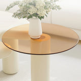 Nesting Coffee Tables Modern Round MDF Glass Beige Amber - Furniture Home Direct