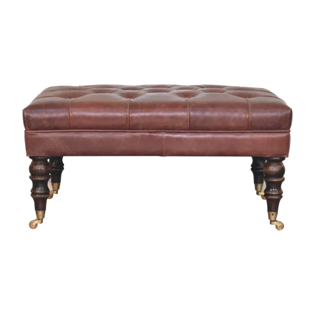 Buffalo - Leather Ottoman With Castor Legs - Furniture Home Direct